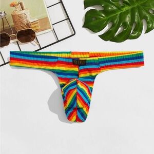 Vibrant Rainbow Striped Thong